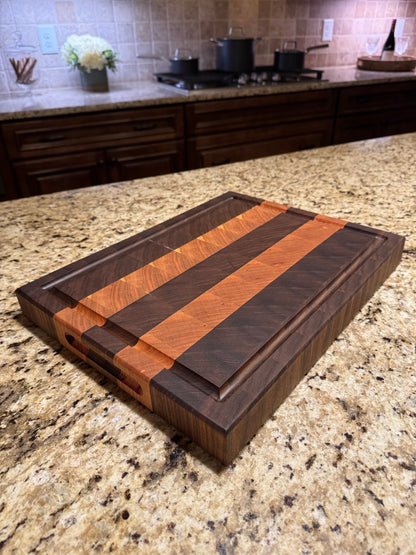 Premium American Walnut and Red Oak  Cutting Board Design #6
