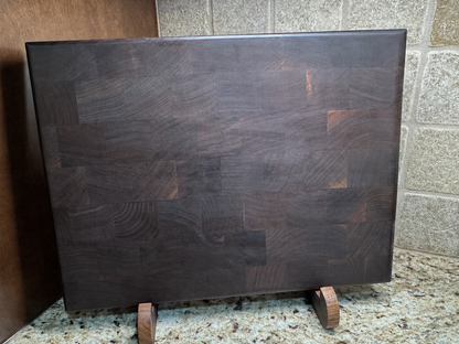 End Grain Inlaid Cutting Board with Stand