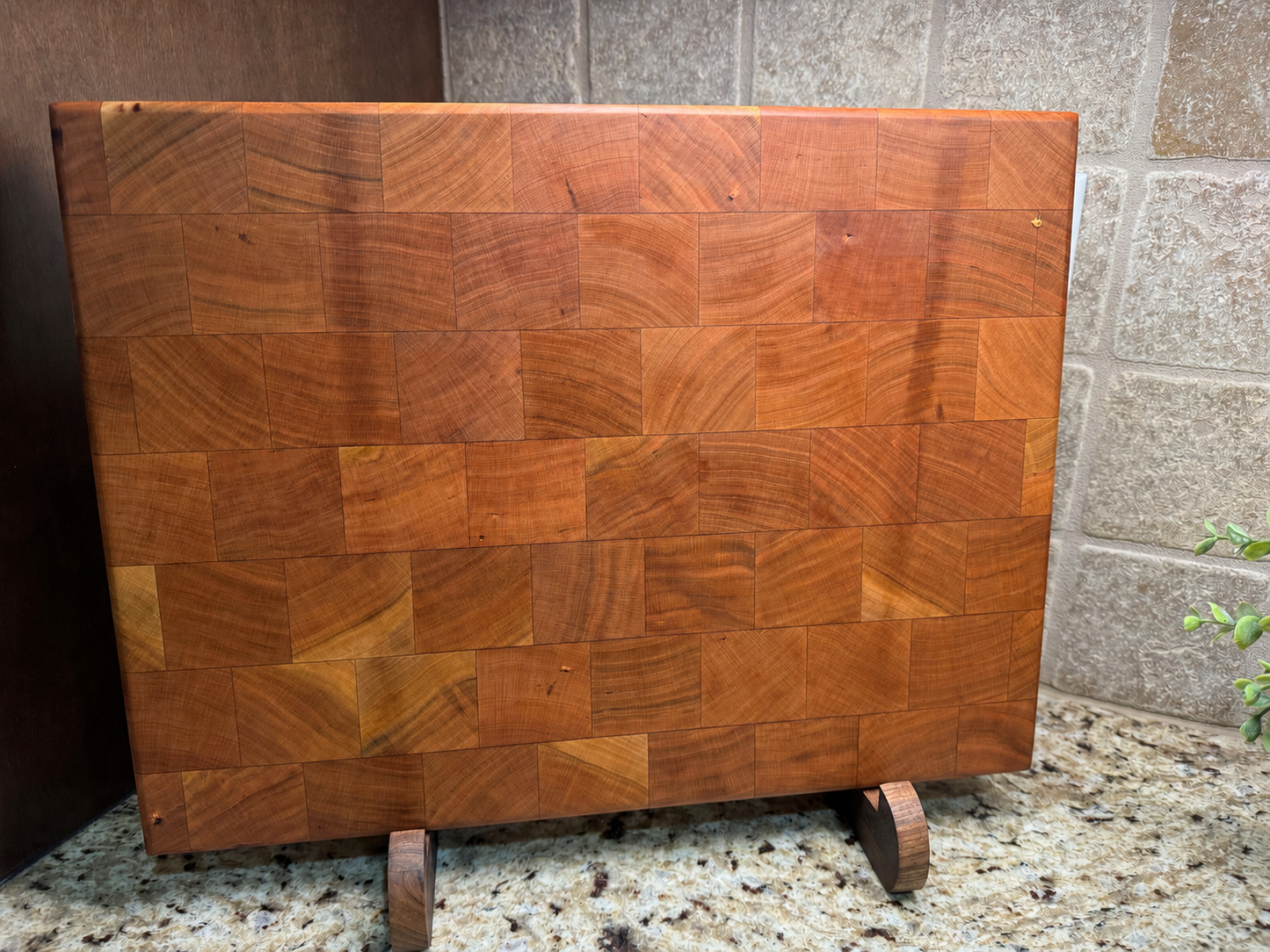 End Grain Inlaid Hardwood Cutting Board with Stand
