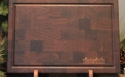 Great Horned Owls - Signature Walnut with Maple Inlay End-Grain Board